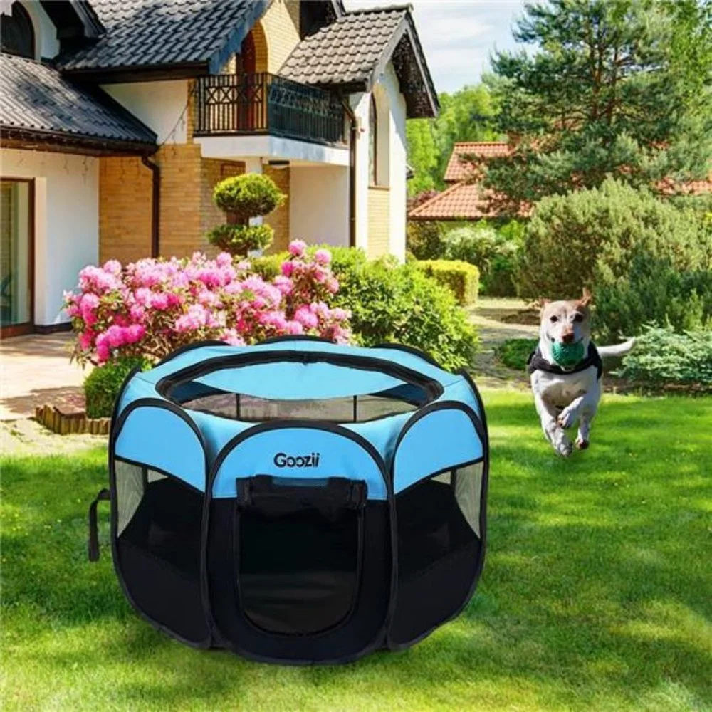 Small Dog Playpen Portable Collapsible, Small Size, Blue